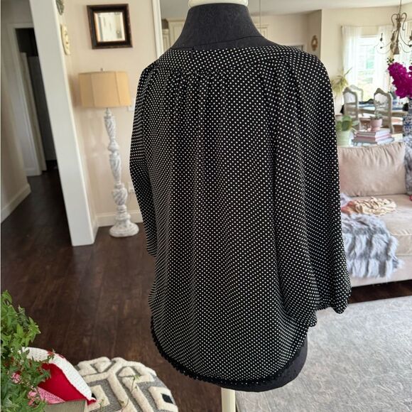 Black with white polkadot, My Michelle size medium blouse - Picture 3 of 4
